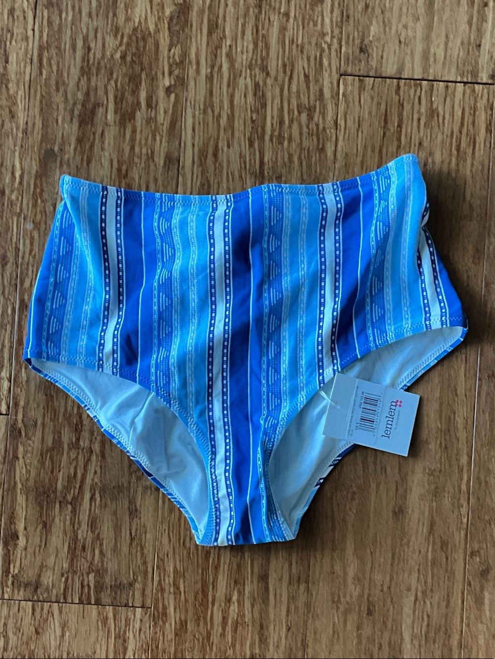 Lemlem Blue Striped High-Waist Bikini Bottom